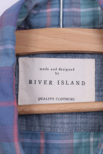 River Island Chemise décontractée à manches courtes pour homme L (M) Bleu