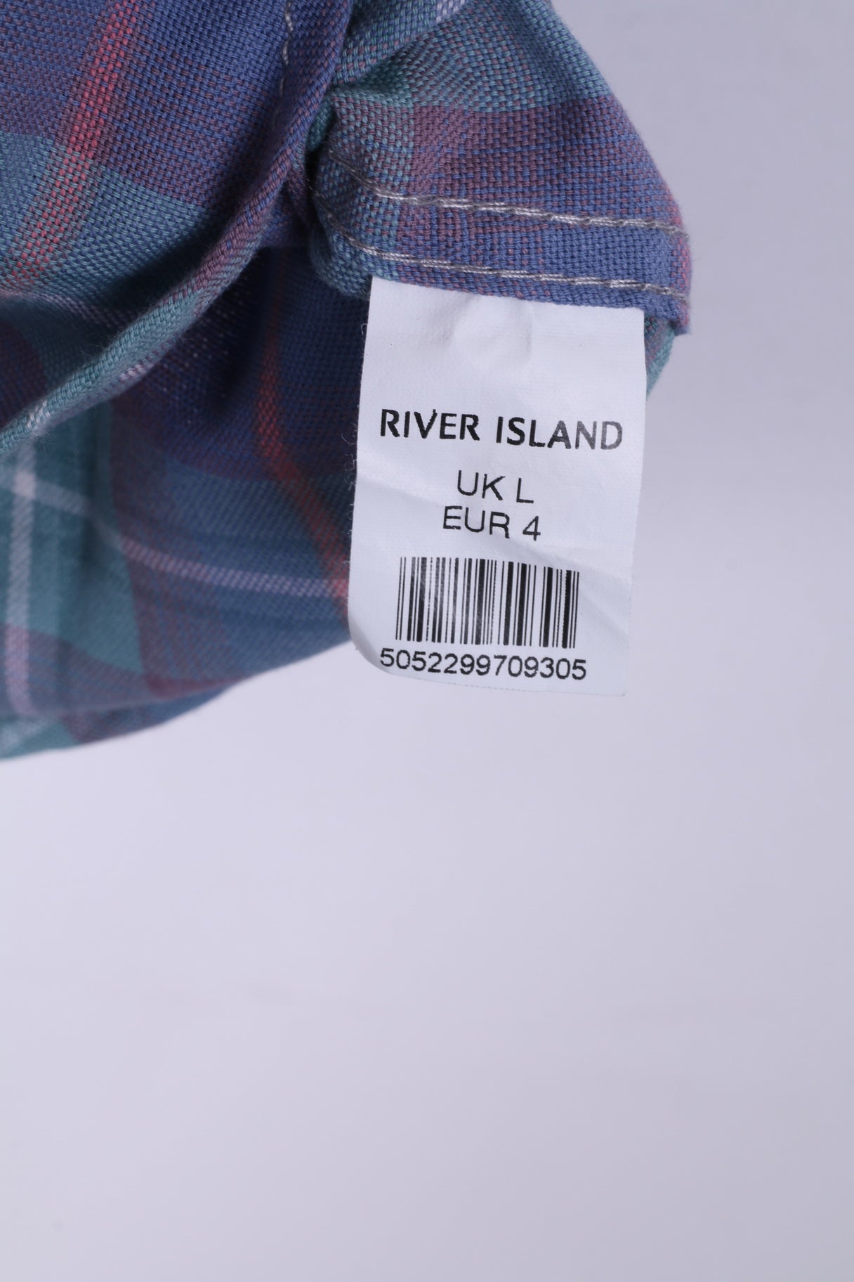 River Island Uomo L (M) Camicia casual a quadri blu manica corta estiva Top Snaps