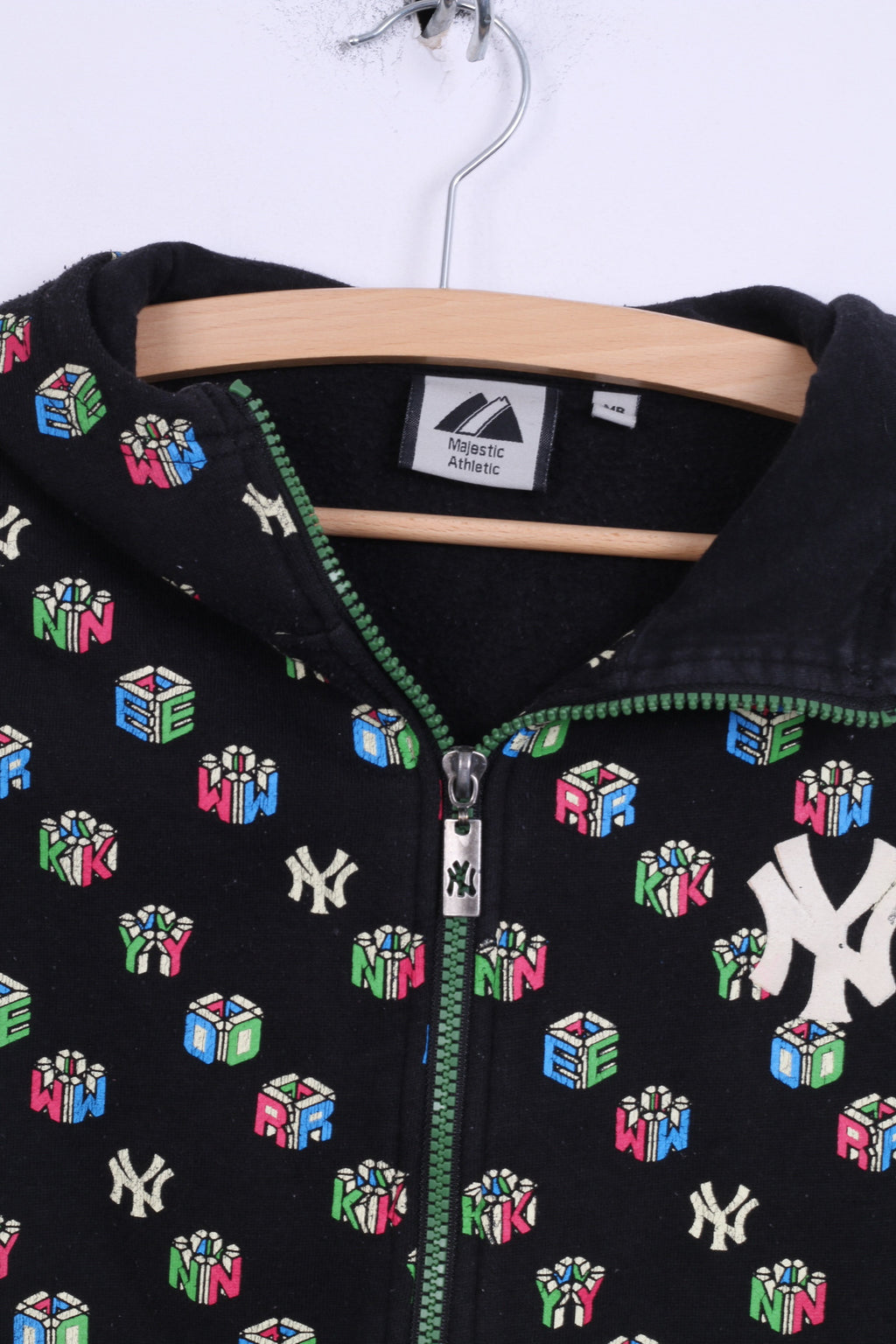 Felpa Majestic Athletic Boys M Felpa nera con cappuccio NY Maglione sportivo