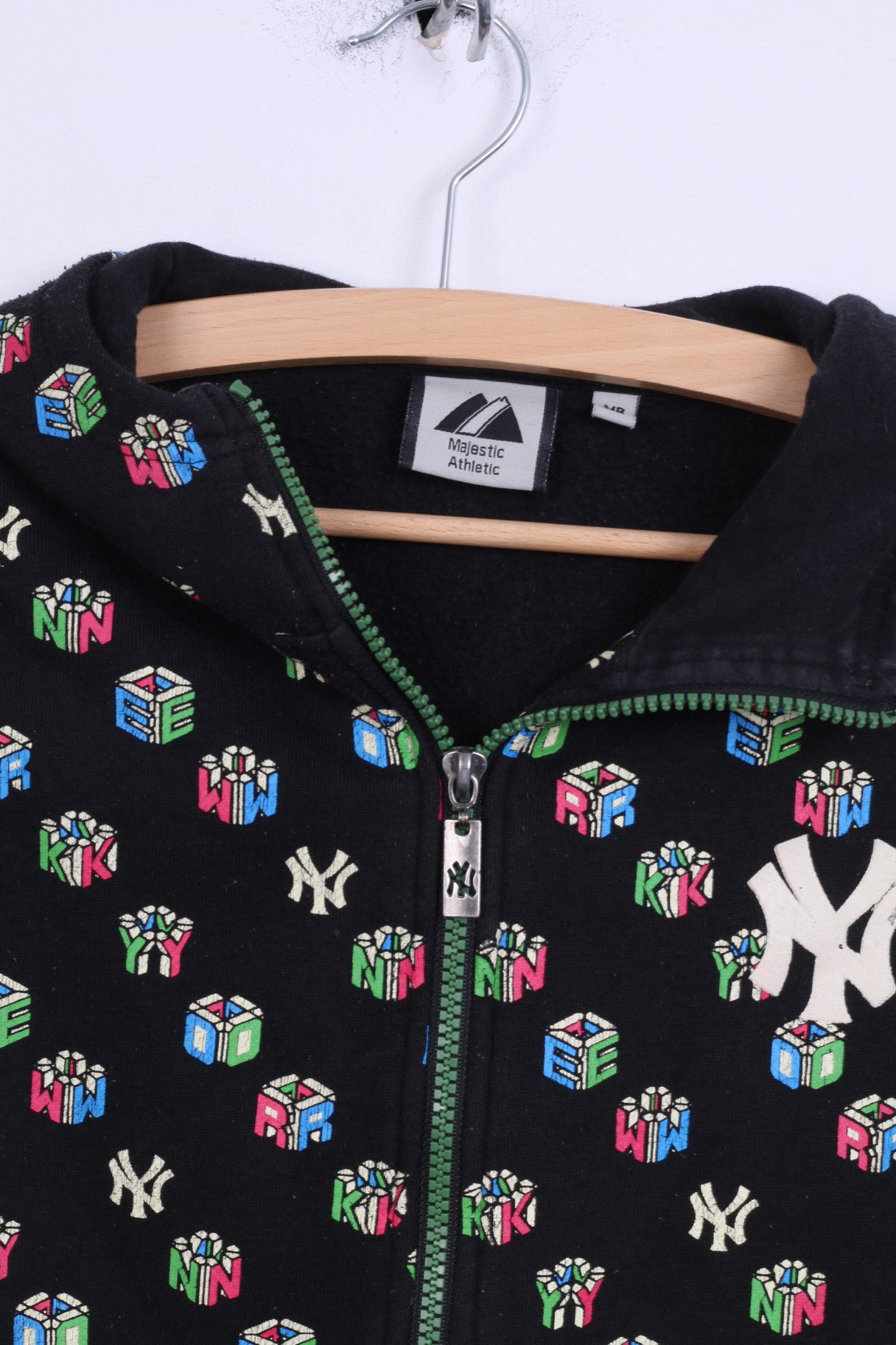 Felpa Majestic Athletic Boys M Felpa nera con cappuccio NY Maglione sportivo