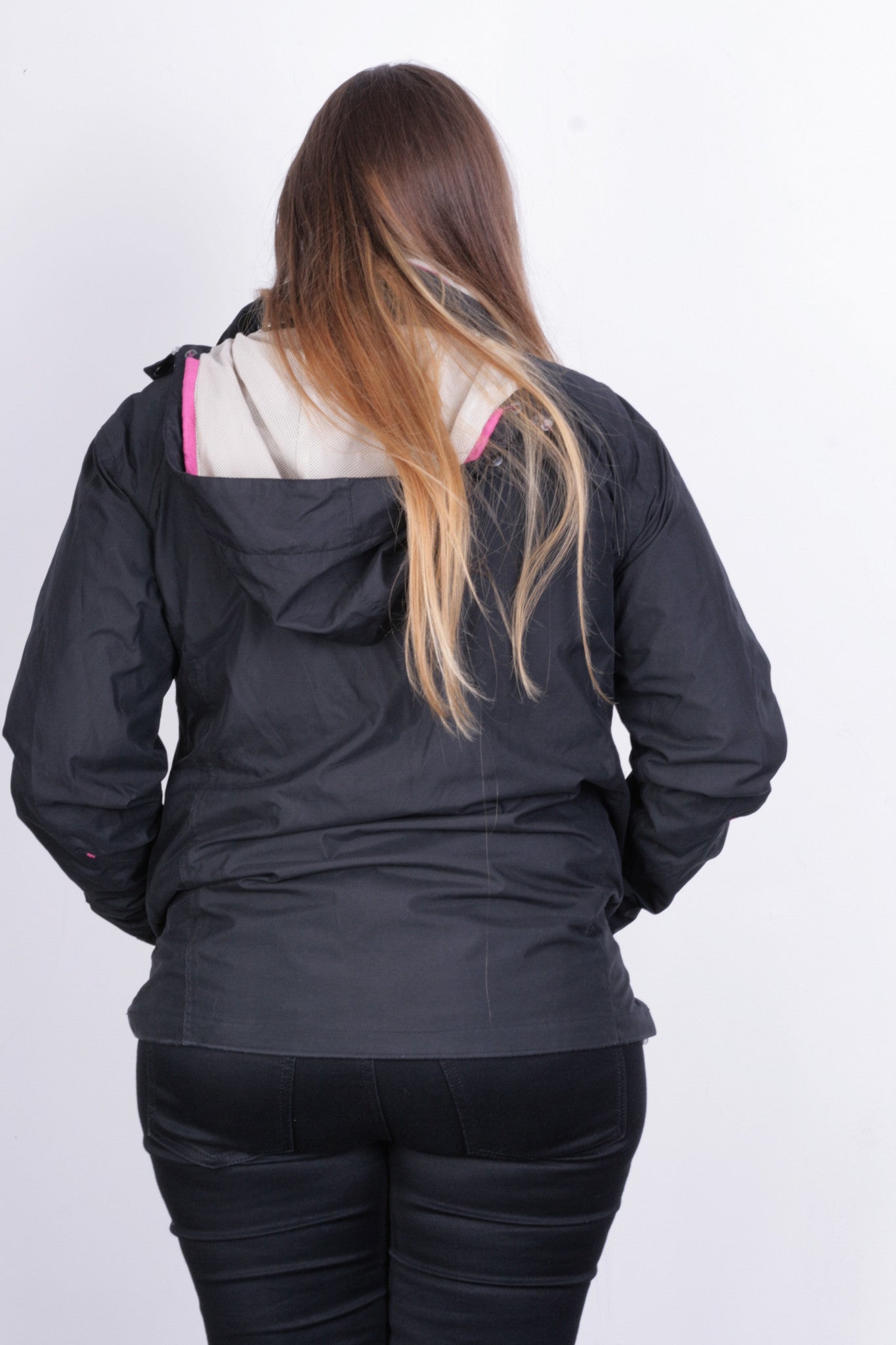 Killtec Womens L 14 Jacket Hood Full Zipper Black Waterproof - RetrospectClothes