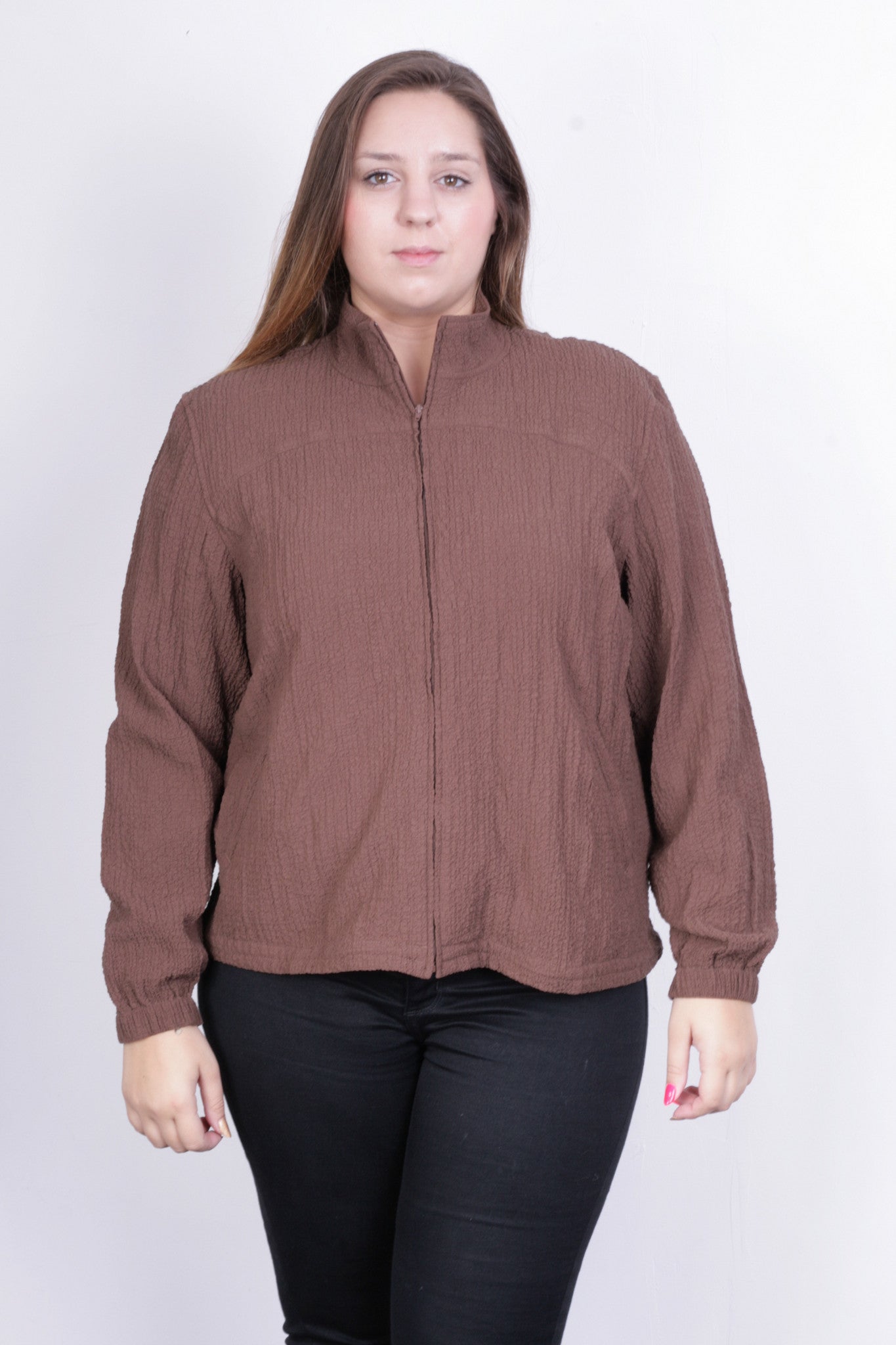 Orvis Womens XL Jacket Brown Full Zipper Summer Rayon Vintage - RetrospectClothes