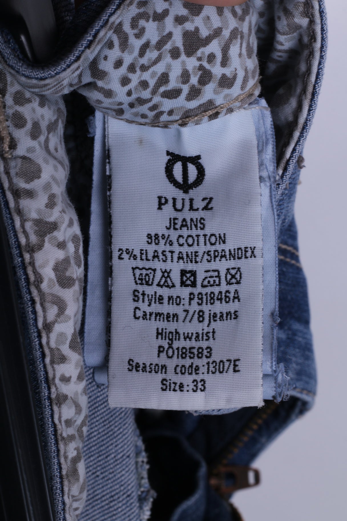 Pultz Jeans Womens W33 Trousers Jeans Carmen 7/8 Jeans High Waist