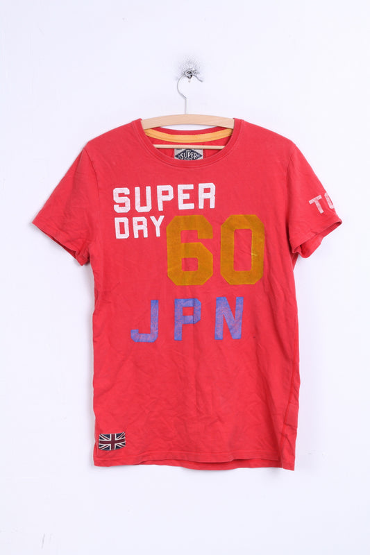 T-shirt da uomo M Superdry rossa girocollo in cotone