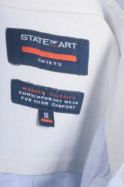 State of Art Mens M Casual Shirt Blue Cotton Classic - RetrospectClothes