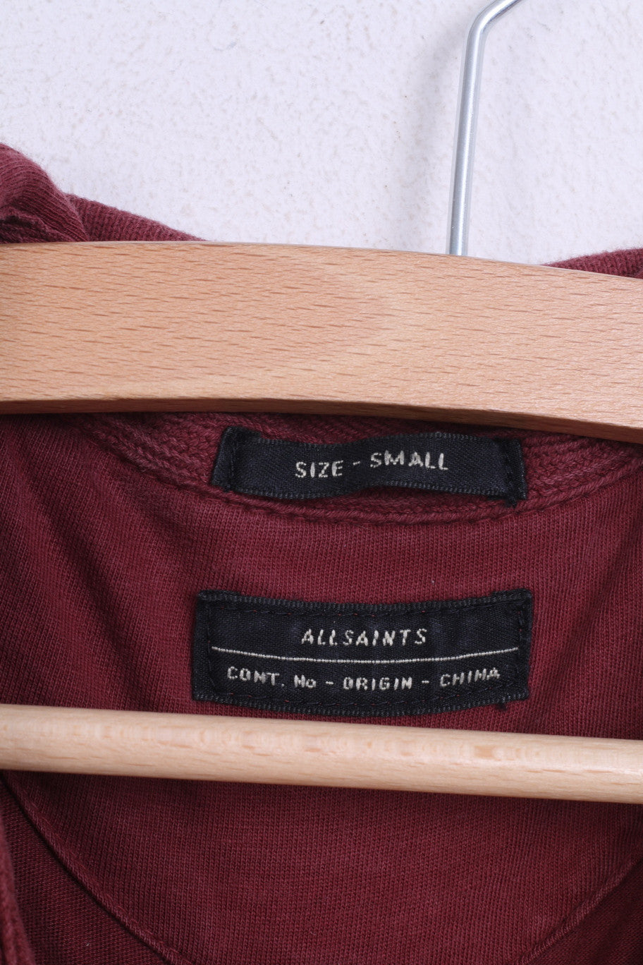 All Saints Spitalfields Mens S Polo Shirt Maroon Top Cotton - RetrospectClothes