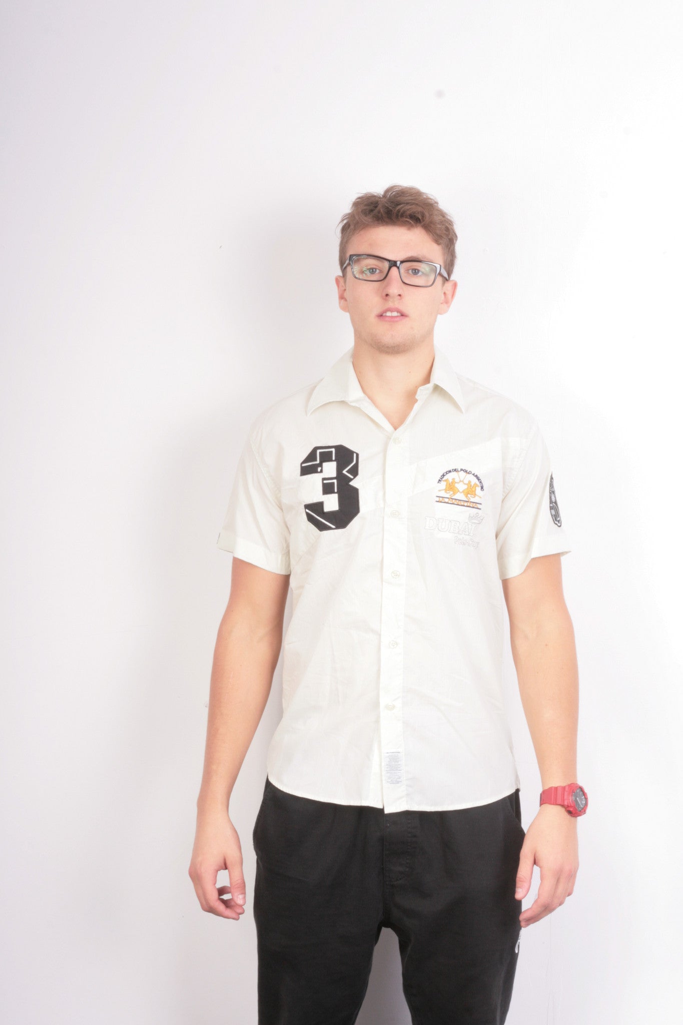 La Martina Mens L Casual Shirt Dubai Polo Short Sleeve Cotton - RetrospectClothes