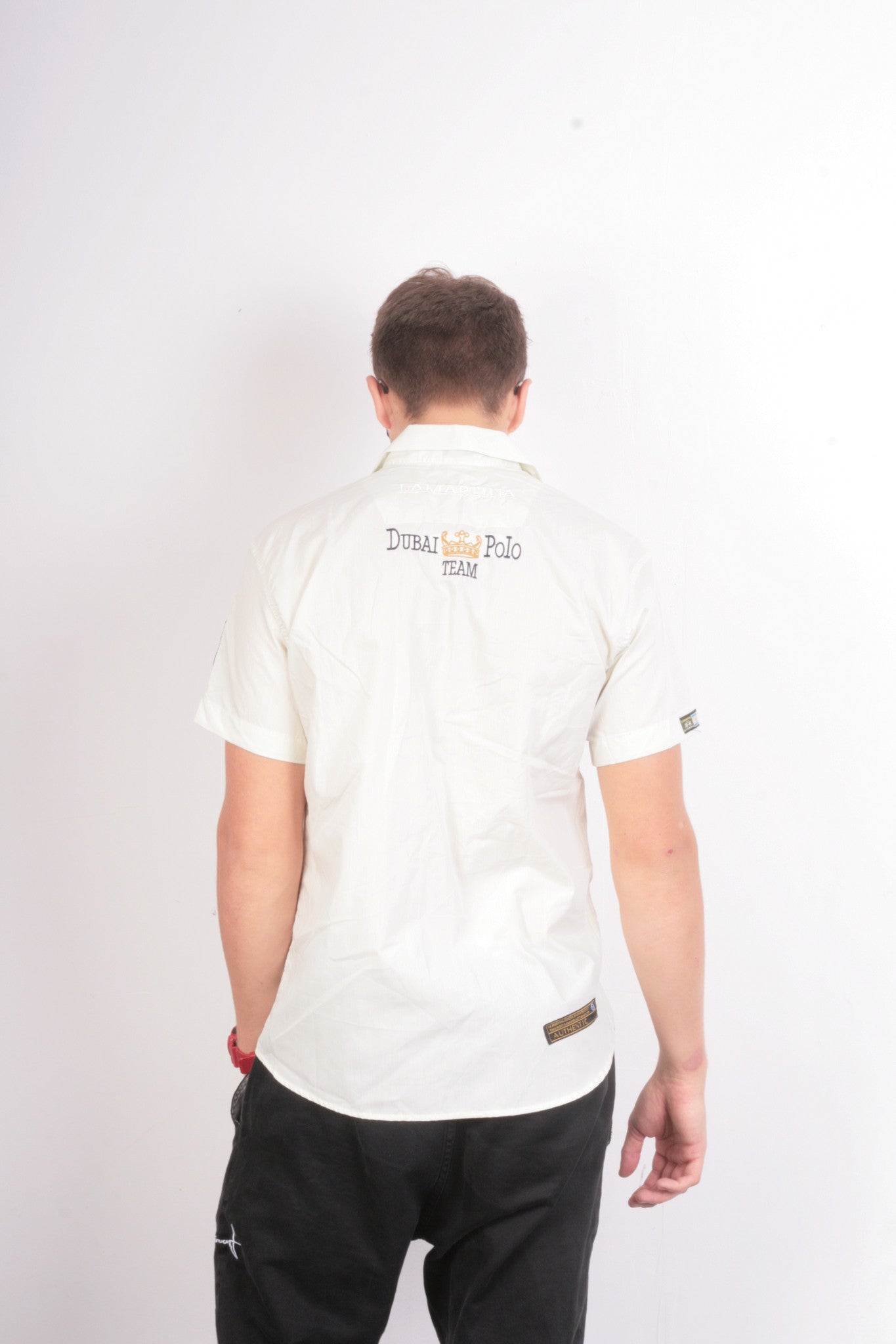 La Martina Mens L Casual Shirt Dubai Polo Short Sleeve Cotton - RetrospectClothes