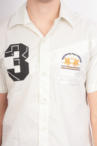 La Martina Mens L Casual Shirt Dubai Polo Short Sleeve Cotton - RetrospectClothes