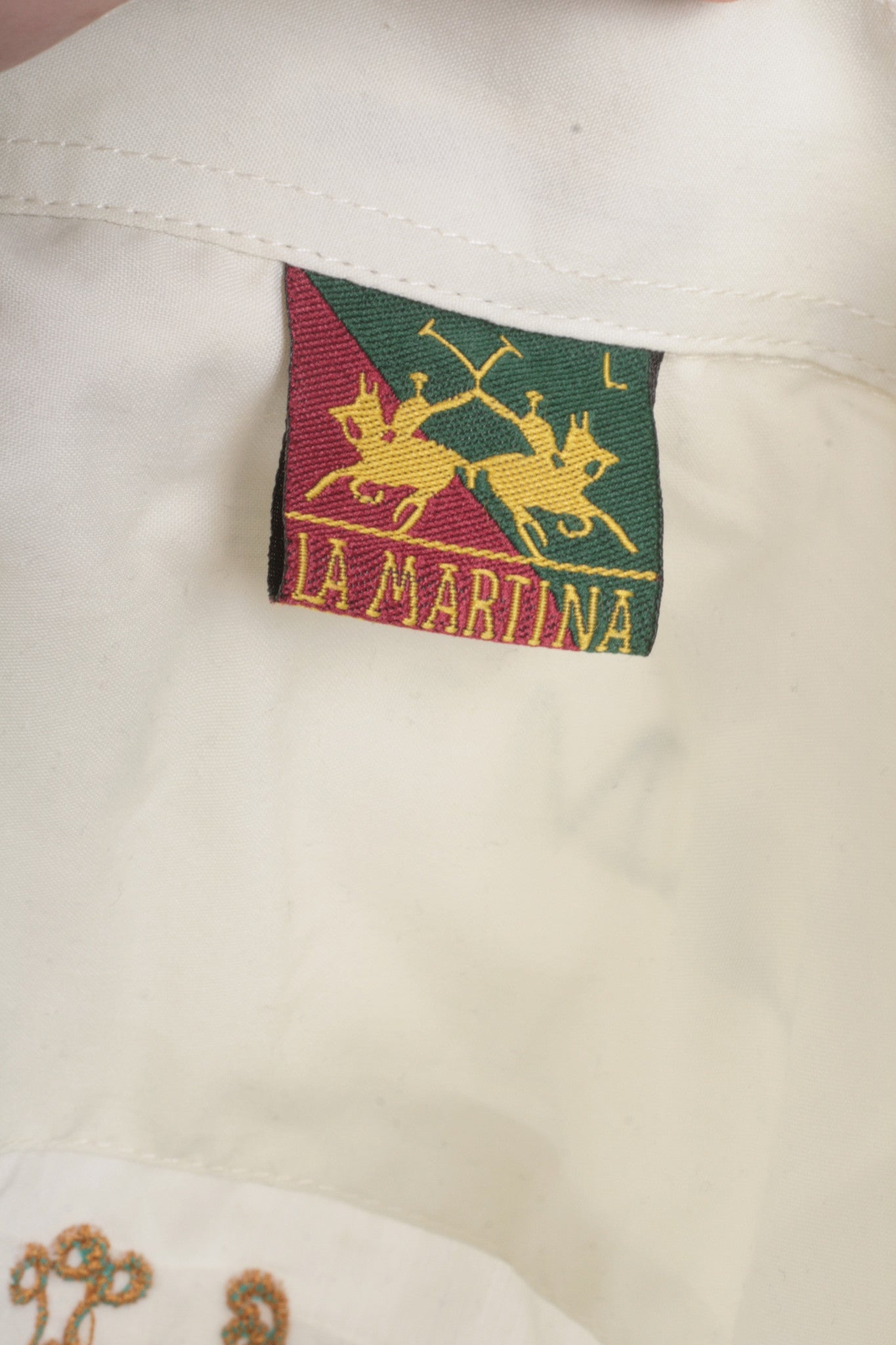 La Martina Mens L Casual Shirt Dubai Polo Short Sleeve Cotton - RetrospectClothes