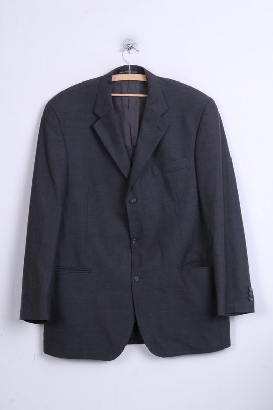 Jones Mens 44 XL Jacket Blazer Top Suit Grey Single Breasted Wool