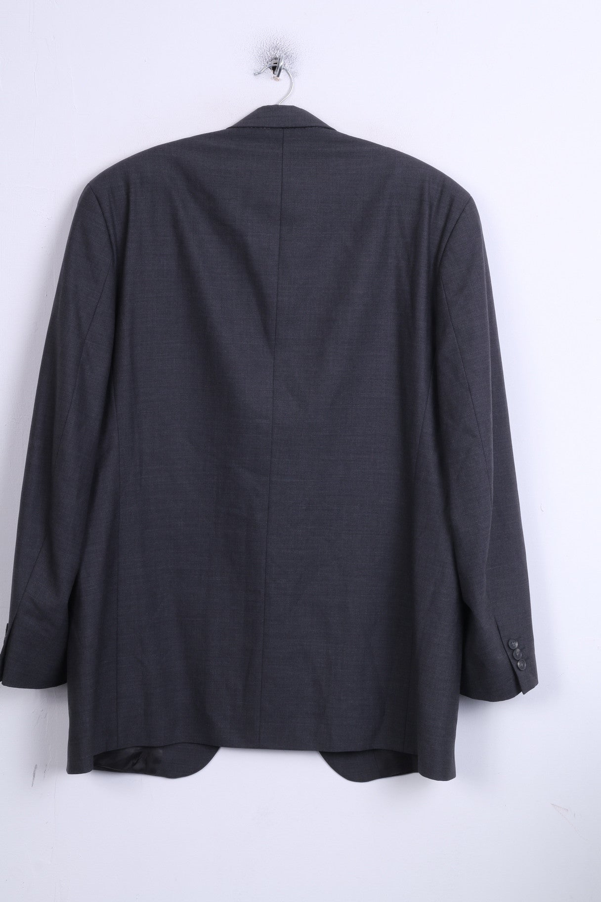 Jones Hommes 44 XL Veste Blazer Top Costume Gris Simple Boutonnage Laine