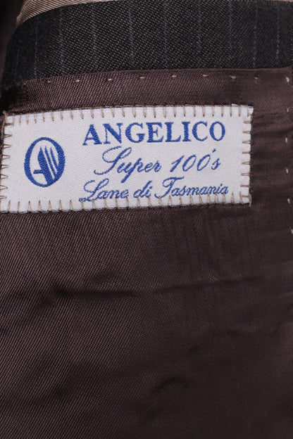 Stuvard - Mooise Angelico Hommes 40 Blazer Marron Vintage Super 100 Rayé Italie Veste