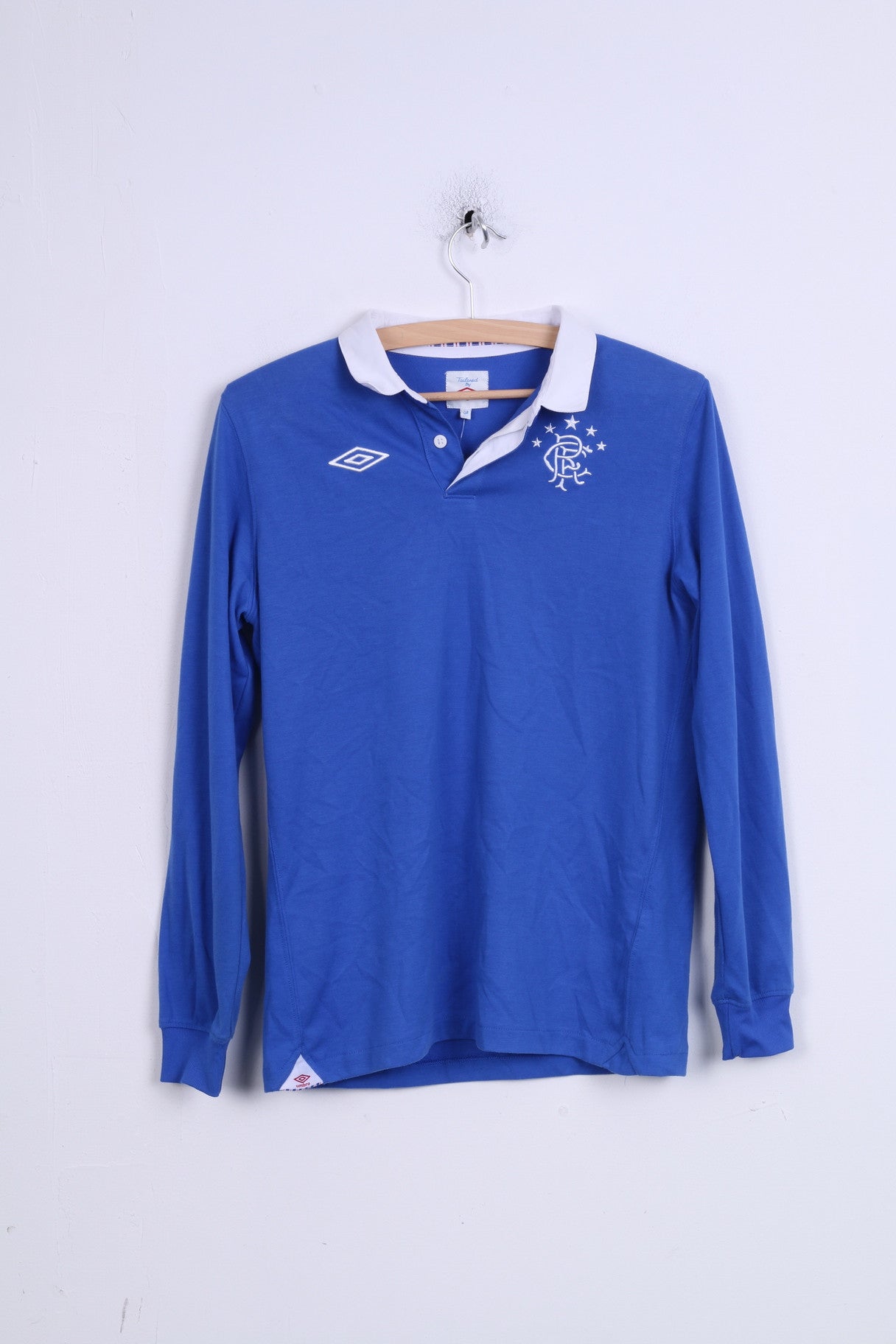 Umbro Boys 158 Long Sleeved Polo Shirt Blue Glasgow Rangers Football Club