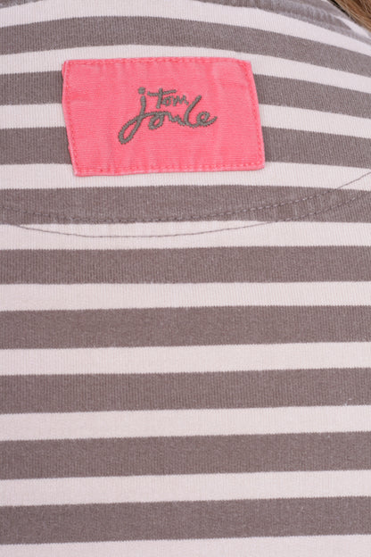 Tom Joule Womens L Sweatshirt Striped Brown Beige Zip Neck Cotton - RetrospectClothes