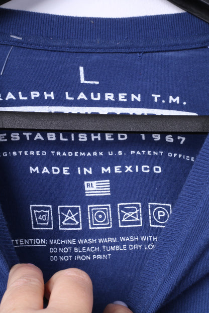 Polo Jeans Ralph Lauren Mens L T- Shirt Crew Neck Blue Logo Top