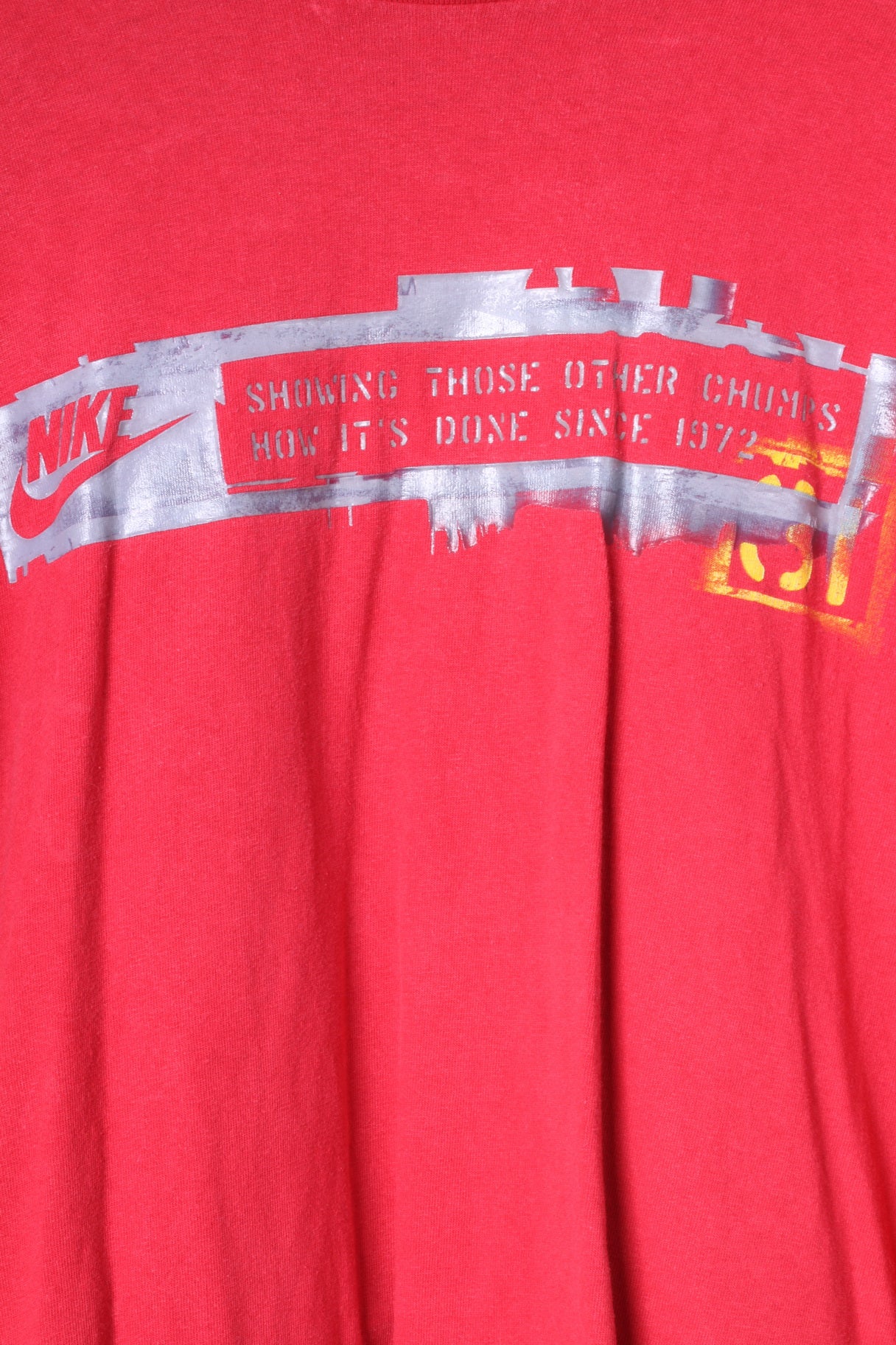 Maglia Nike XL da uomo rossa girocollo a maniche lunghe in cotone con logo