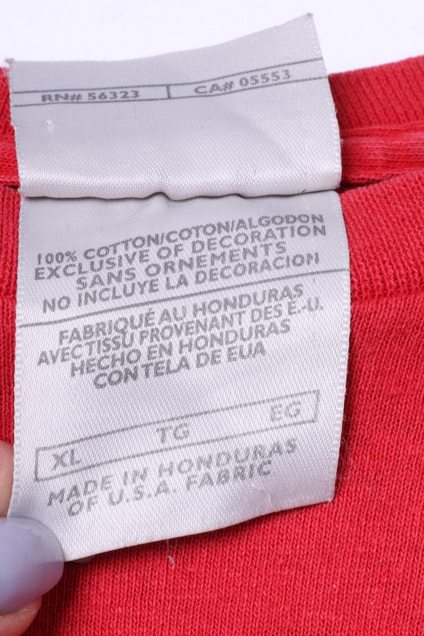 Maglia Nike XL da uomo rossa girocollo a maniche lunghe in cotone con logo