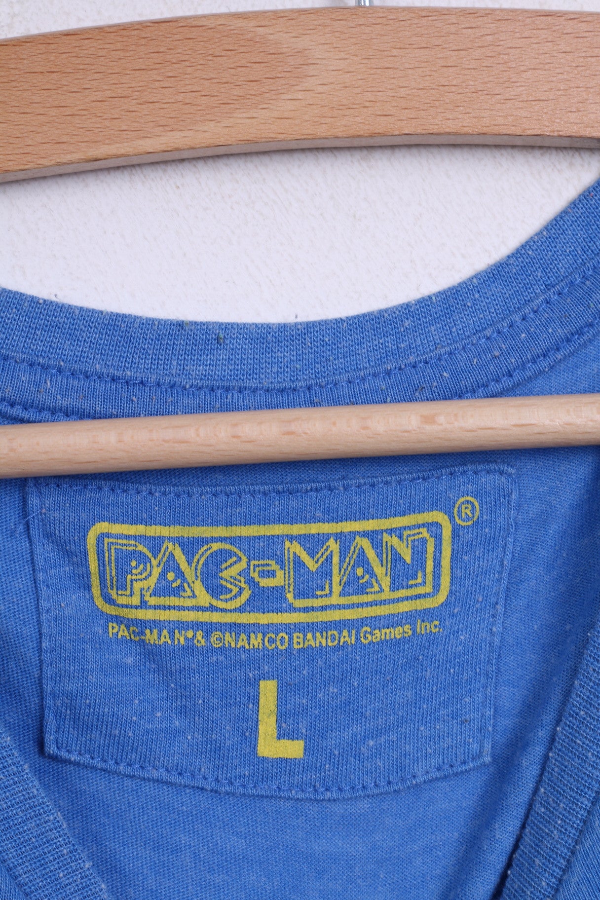 Cedar Wood State Pac-Man  Mens L Shirt Blue Crew Neck Cotton