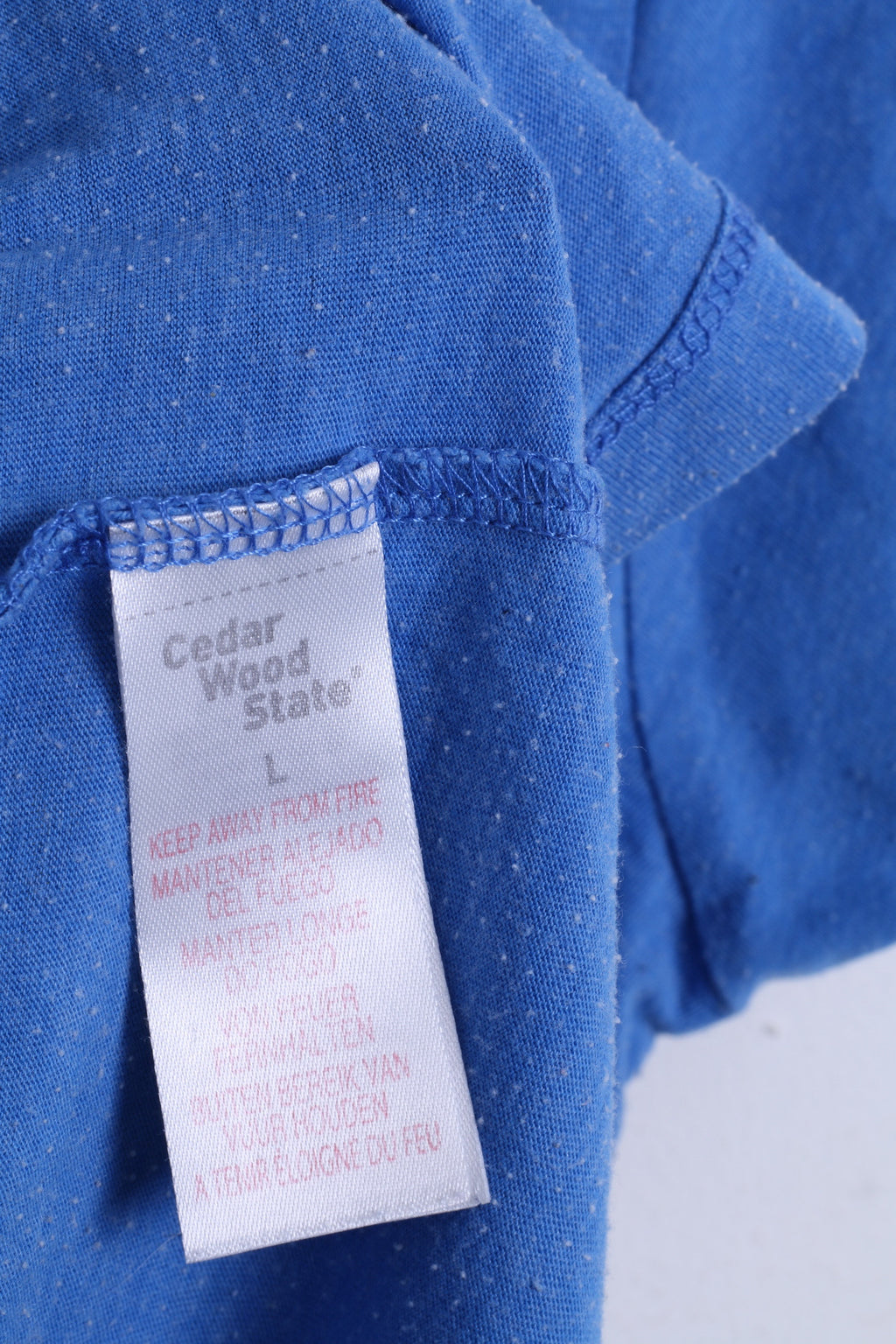 Cedar Wood State Pac-Man  Mens L Shirt Blue Crew Neck Cotton