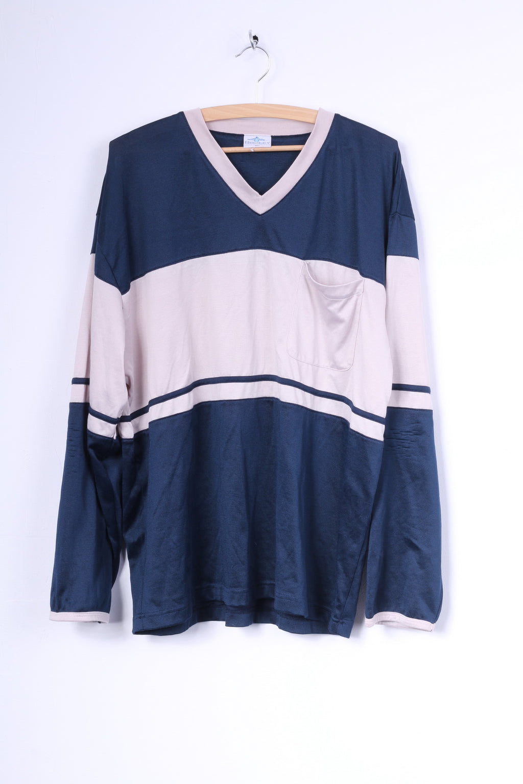 RONLEY Camicia XL da uomo a maniche lunghe con scollo a V in nylon sportiva vintage