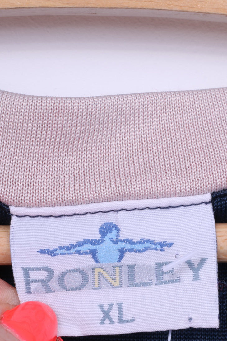 RONLEY Mens XL Shirt Long Sleeve V Neck Nylon Sport Vintage