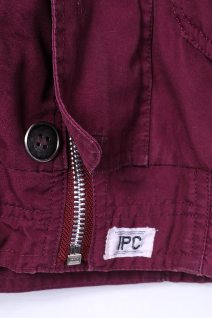 IPC Basic Line Mens 54 L Jacket Cotton Plum Zip Up Retro Horse Polo Bomber Top