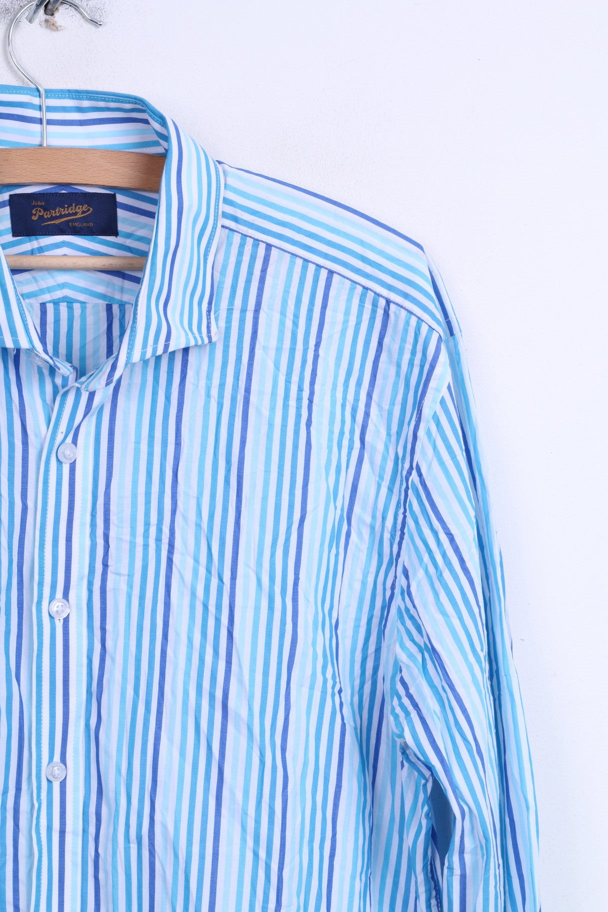 John Partridge Chemise Casual 16,5 L Homme Rayé Coton Blanc