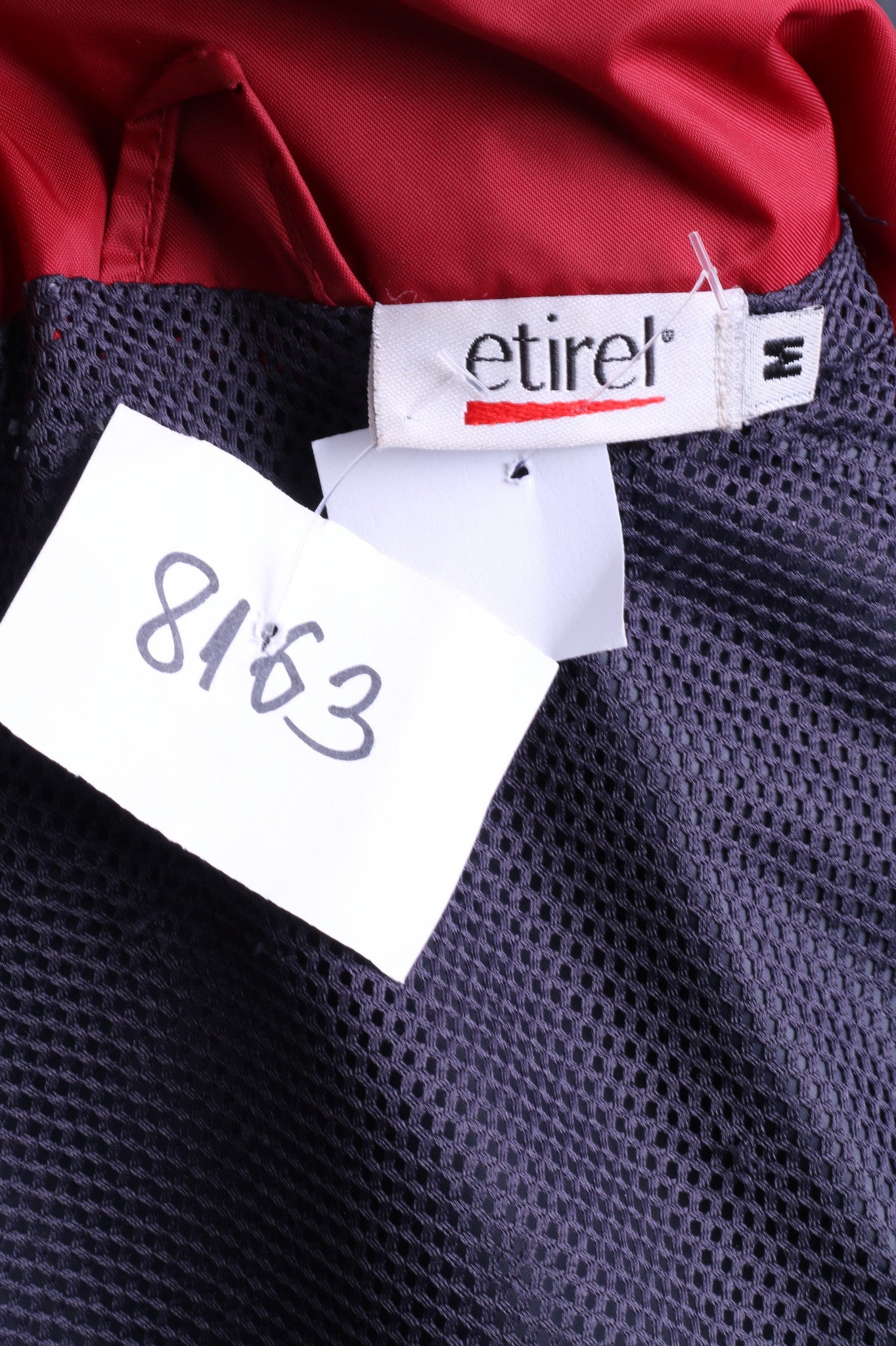 Etirel Mens M Jacket Parka Hood Red Waterproof Nylon Navy Blue Vintage Track Top - RetrospectClothes