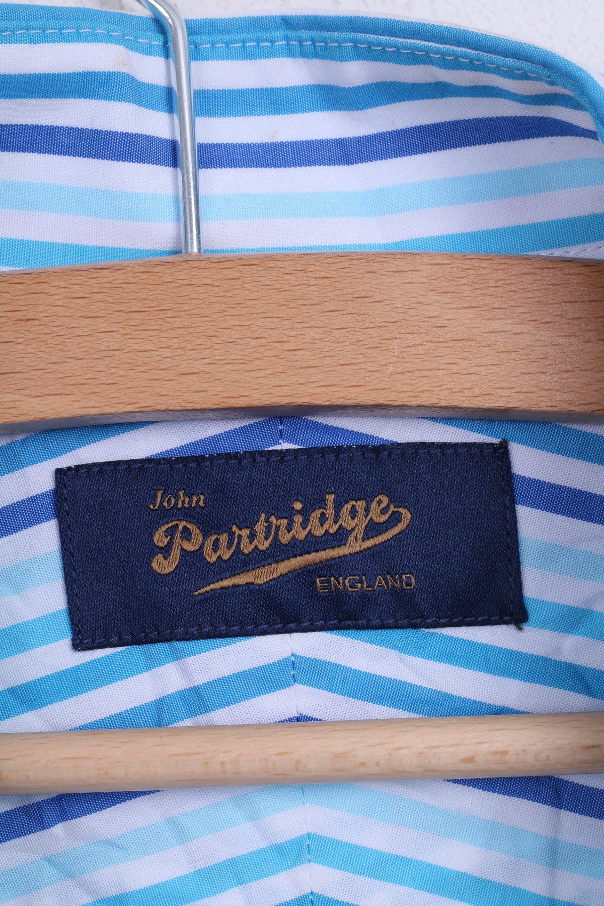 John Partridge Chemise Casual 16,5 L Homme Rayé Coton Blanc