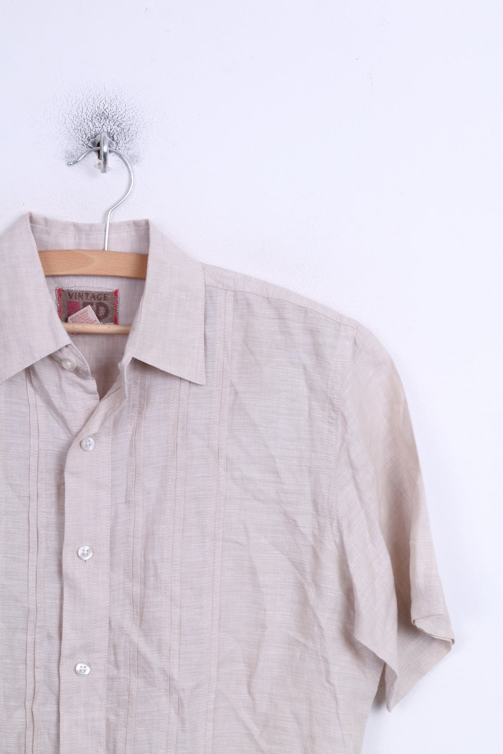 Camicia casual da uomo vintage ROSSA S a maniche corte in lino beige