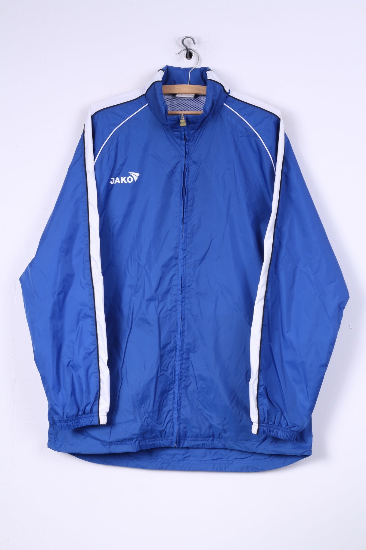 Jako Uomo XL Giacca Leggera Blu Cappuccio Nascosto Abbigliamento Sportivo Top Nylon Impermeabile KG Blau-Weiss 1947 KF 