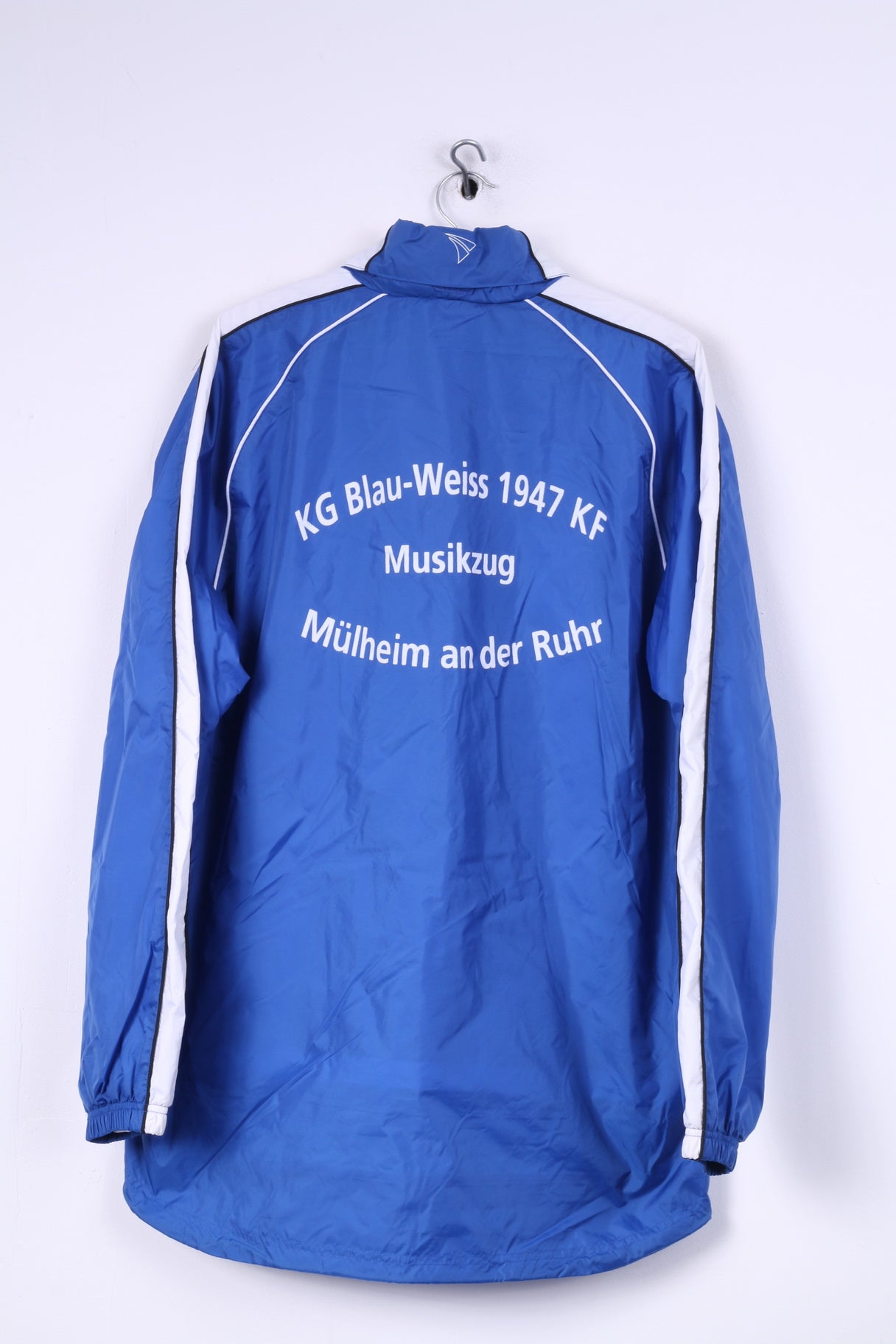 Jako Mens XL Lightweight Jacket Blue Hidden Hood Sportswear Top Nylon Waterproof KG Blau-Weiss 1947 KF