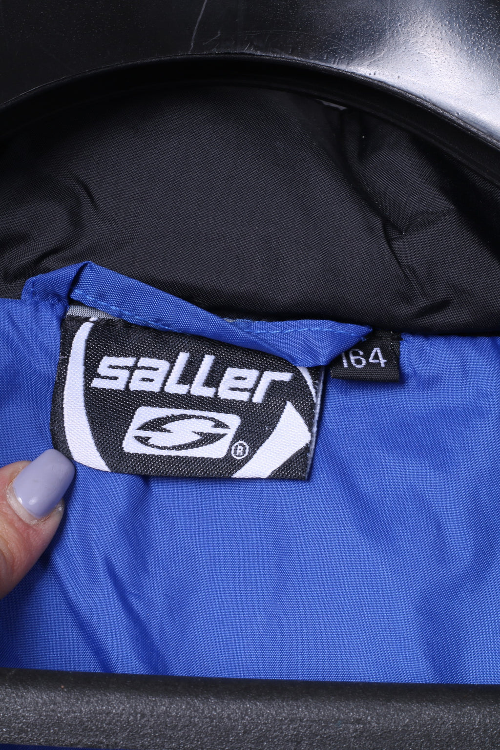 Saller Youth 164 Veste en nylon bleu avec fermeture éclair complète Sportswear # 10 Mythos SV Amisia
