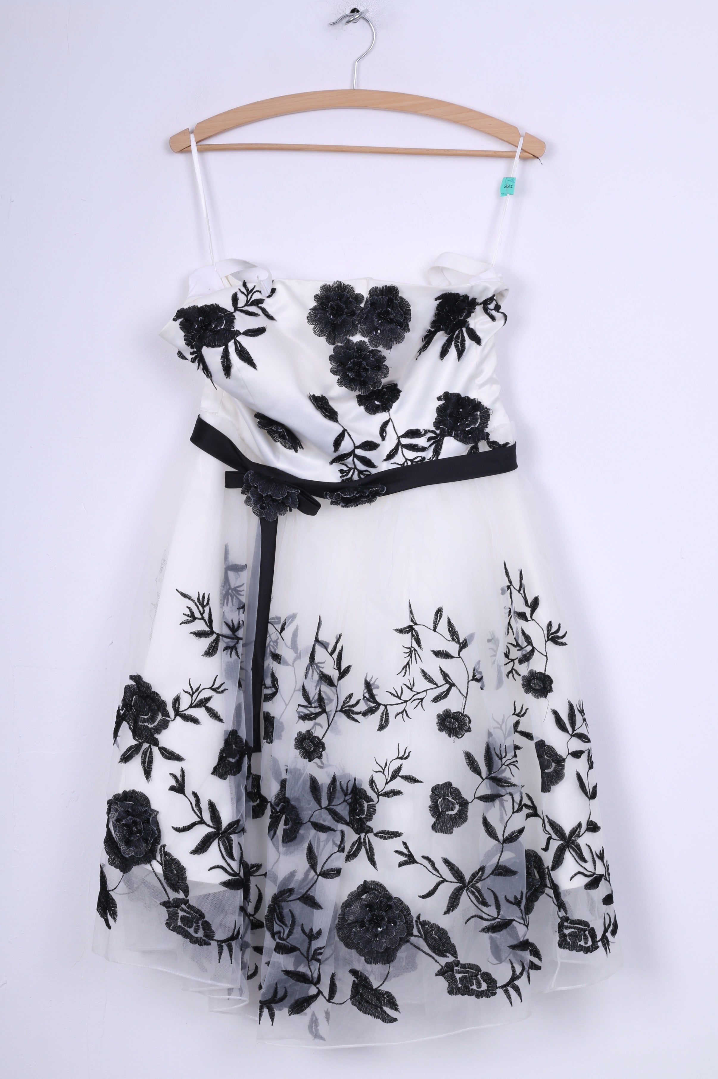 Abito midi da donna M con rose bianche in tulle per matrimonio