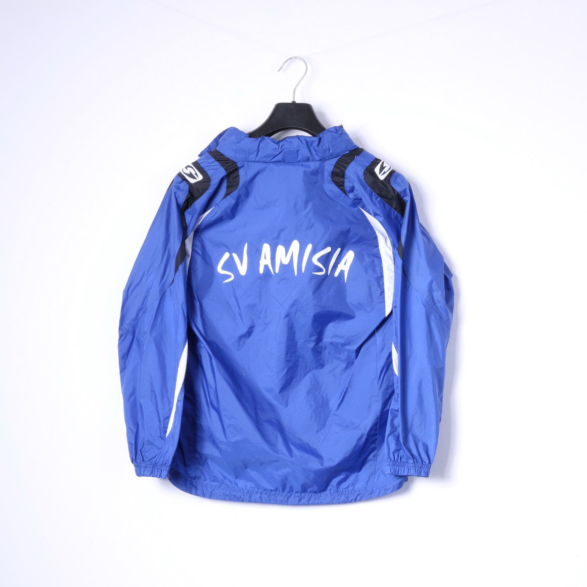 Saller Youth 164 Veste en nylon bleu avec fermeture éclair complète Sportswear # 10 Mythos SV Amisia