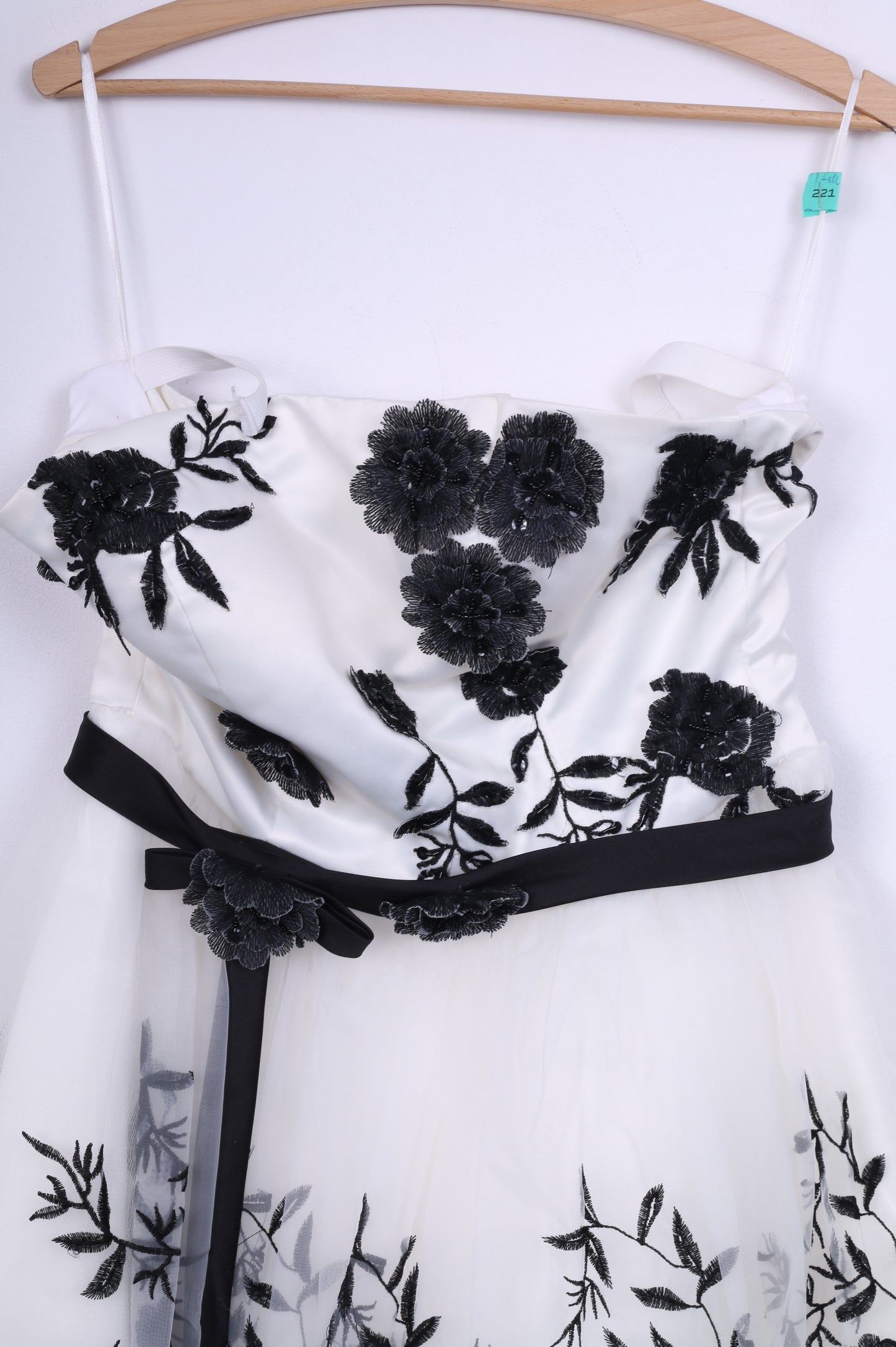 Womens M Midi Dress White Roses Tulle Party Wedding