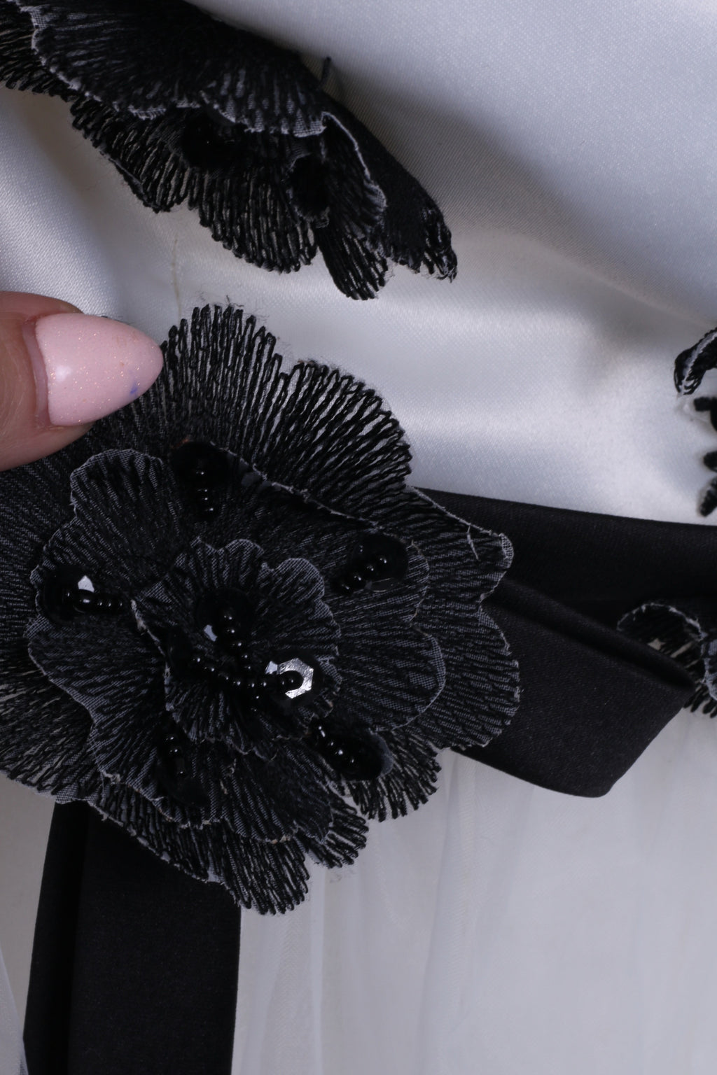 Abito midi da donna M con rose bianche in tulle per matrimonio