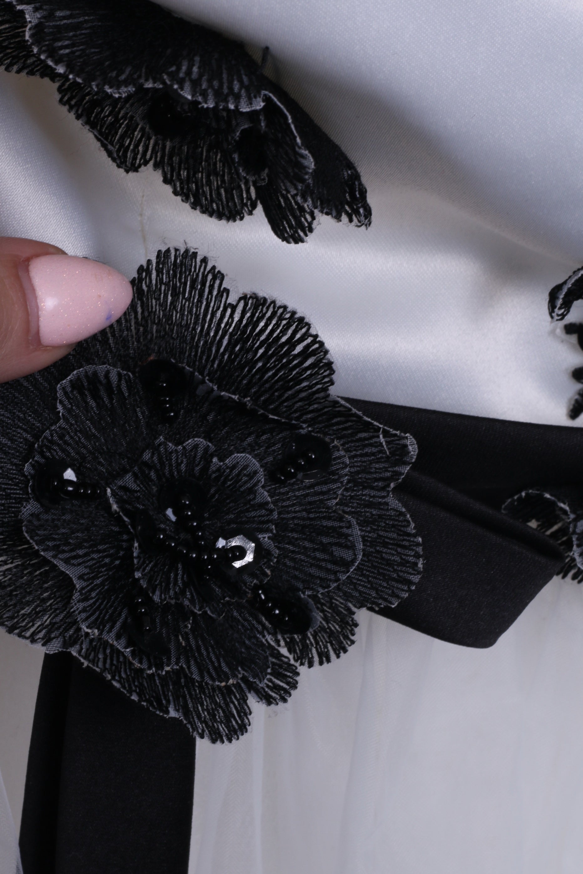 Abito midi da donna M con rose bianche in tulle per matrimonio