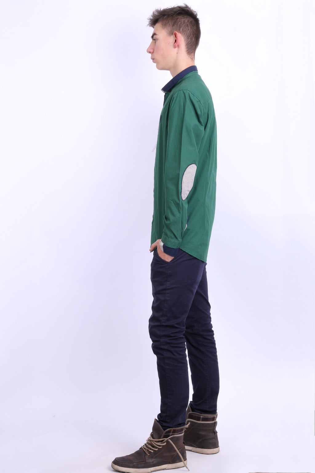 New Zirelli Mens XL Casual Shirt Dark Green Unique Cotton Buttons Down - RetrospectClothes