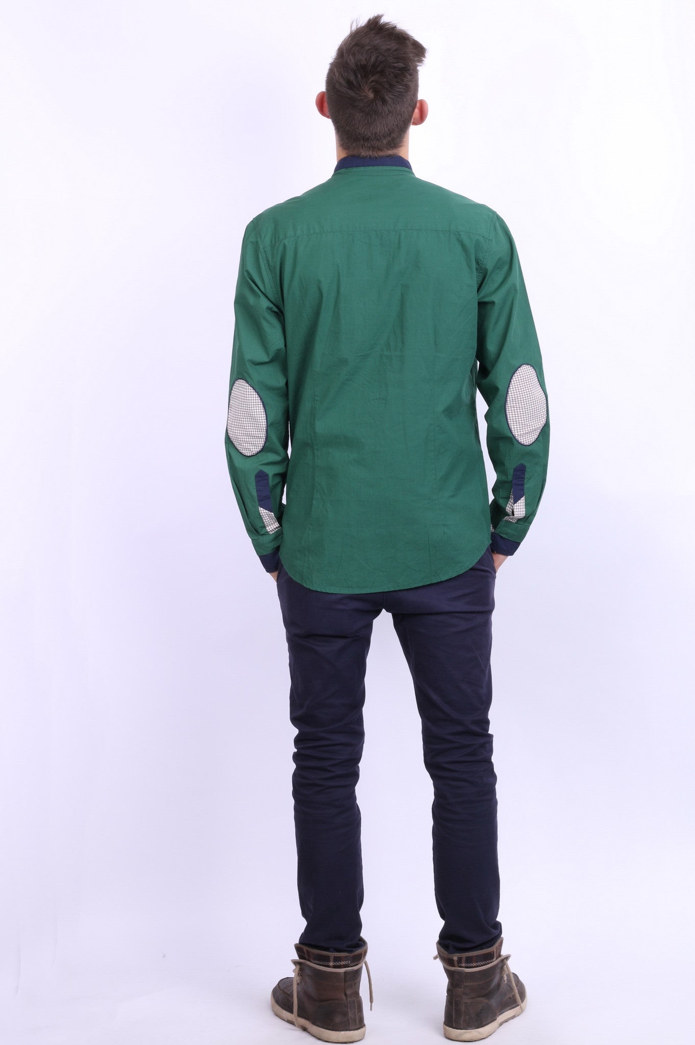 New Zirelli Mens XL Casual Shirt Dark Green Unique Cotton Buttons Down - RetrospectClothes