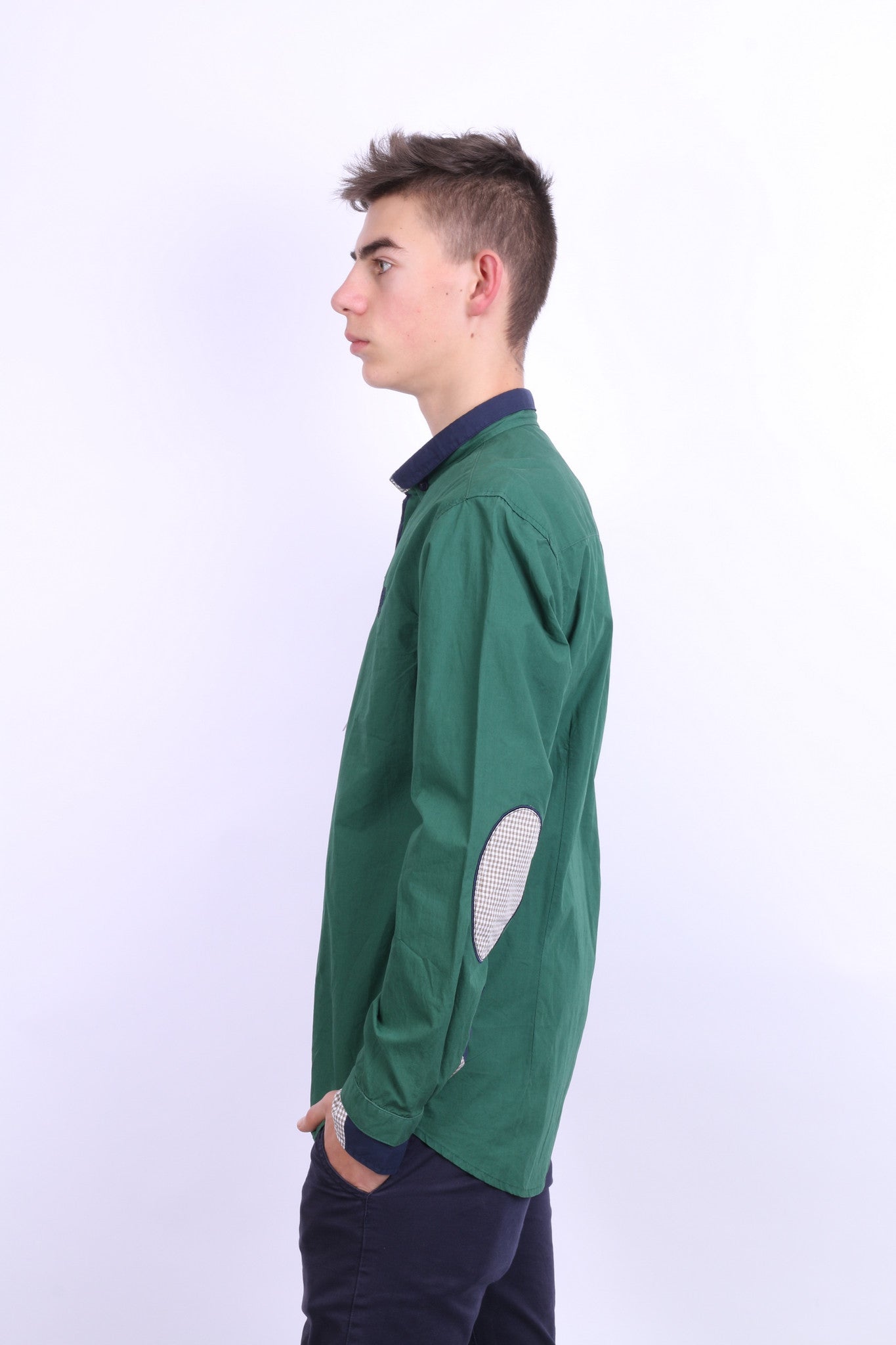 New Zirelli Mens XL Casual Shirt Dark Green Unique Cotton Buttons Down - RetrospectClothes