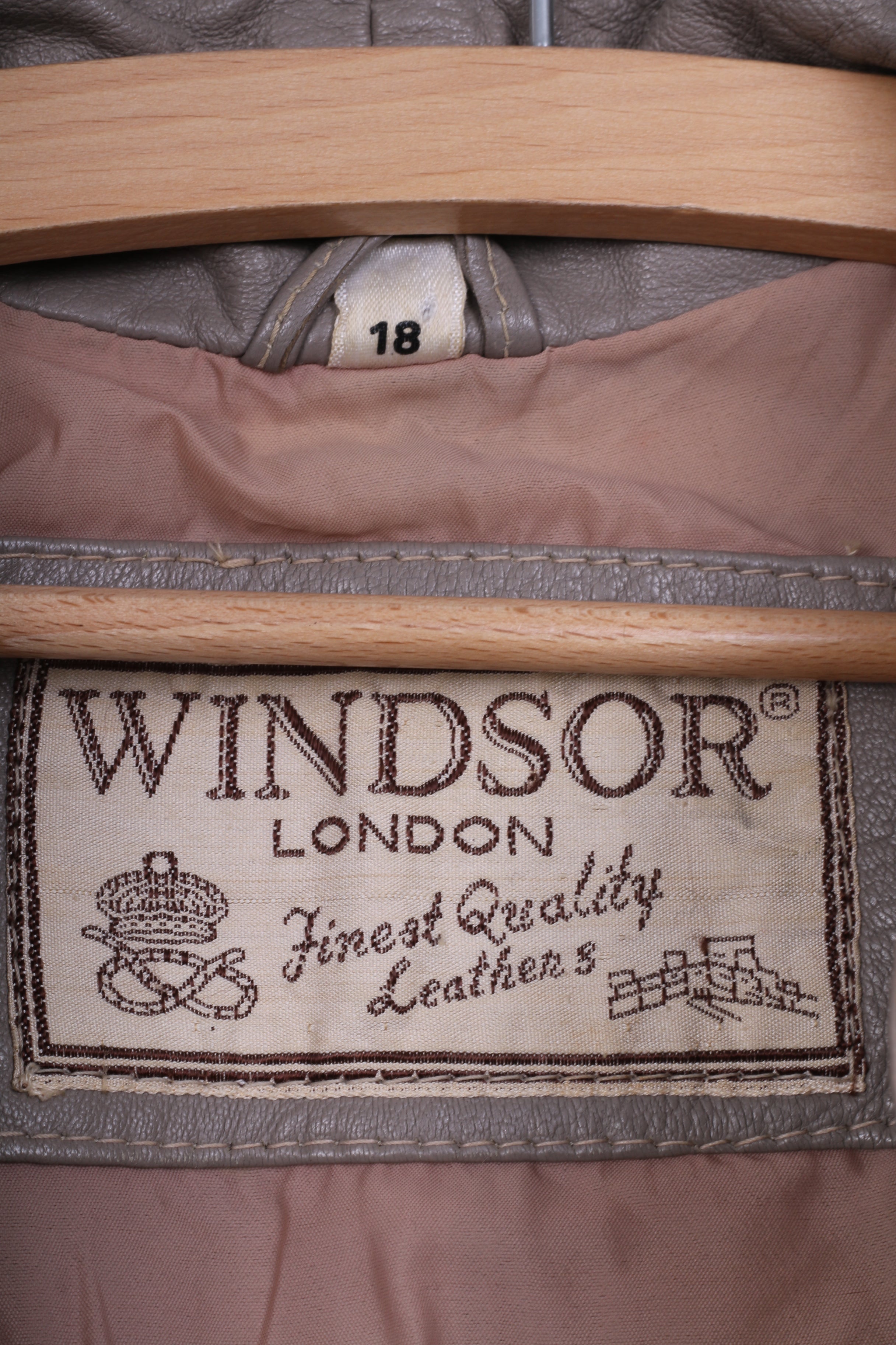 Giacca da donna Windsor London 18 XXXL Giacca in pelle grigia vintage