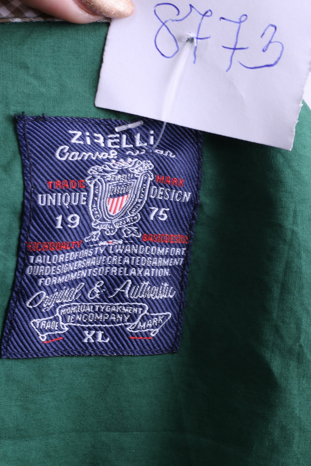 New Zirelli Mens XL Casual Shirt Dark Green Unique Cotton Buttons Down - RetrospectClothes