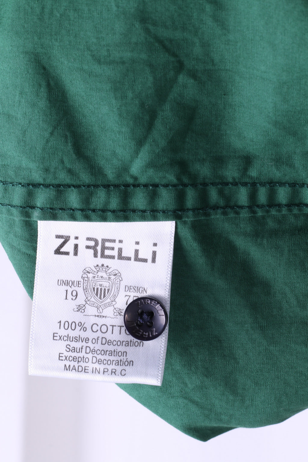 New Zirelli Mens XL Casual Shirt Dark Green Unique Cotton Buttons Down - RetrospectClothes