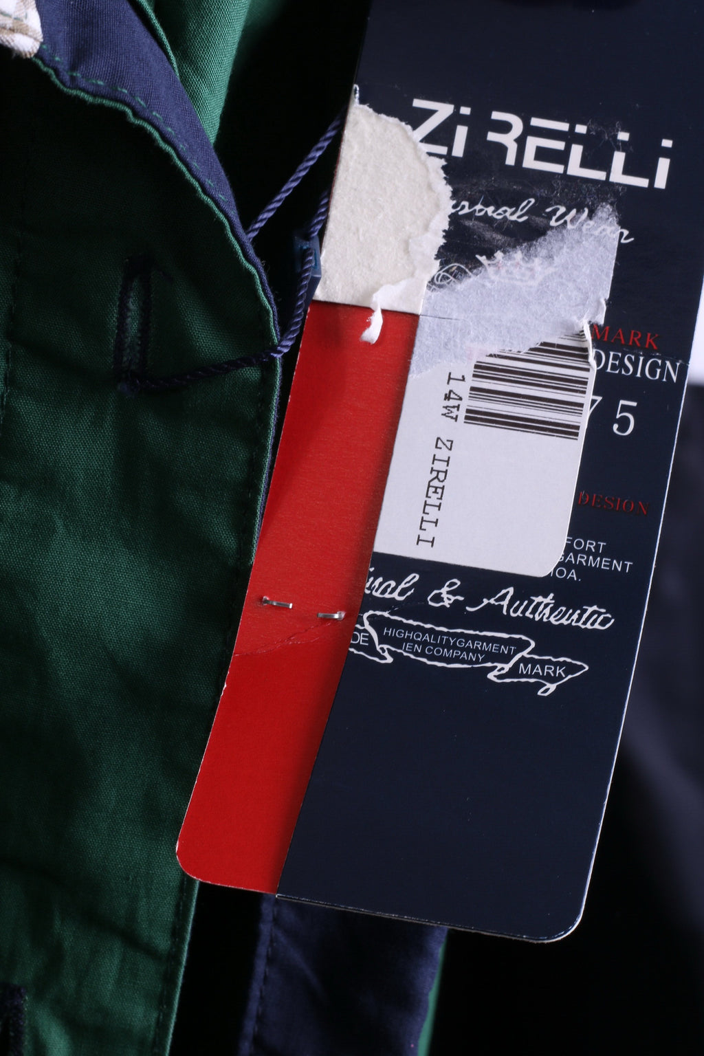 New Zirelli Mens XL Casual Shirt Dark Green Unique Cotton Buttons Down - RetrospectClothes