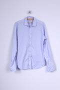 TM Lewin Camicia Casual da Uomo 16 35 L Blu a Righe in Cotone Slim Fit Lewin 100
