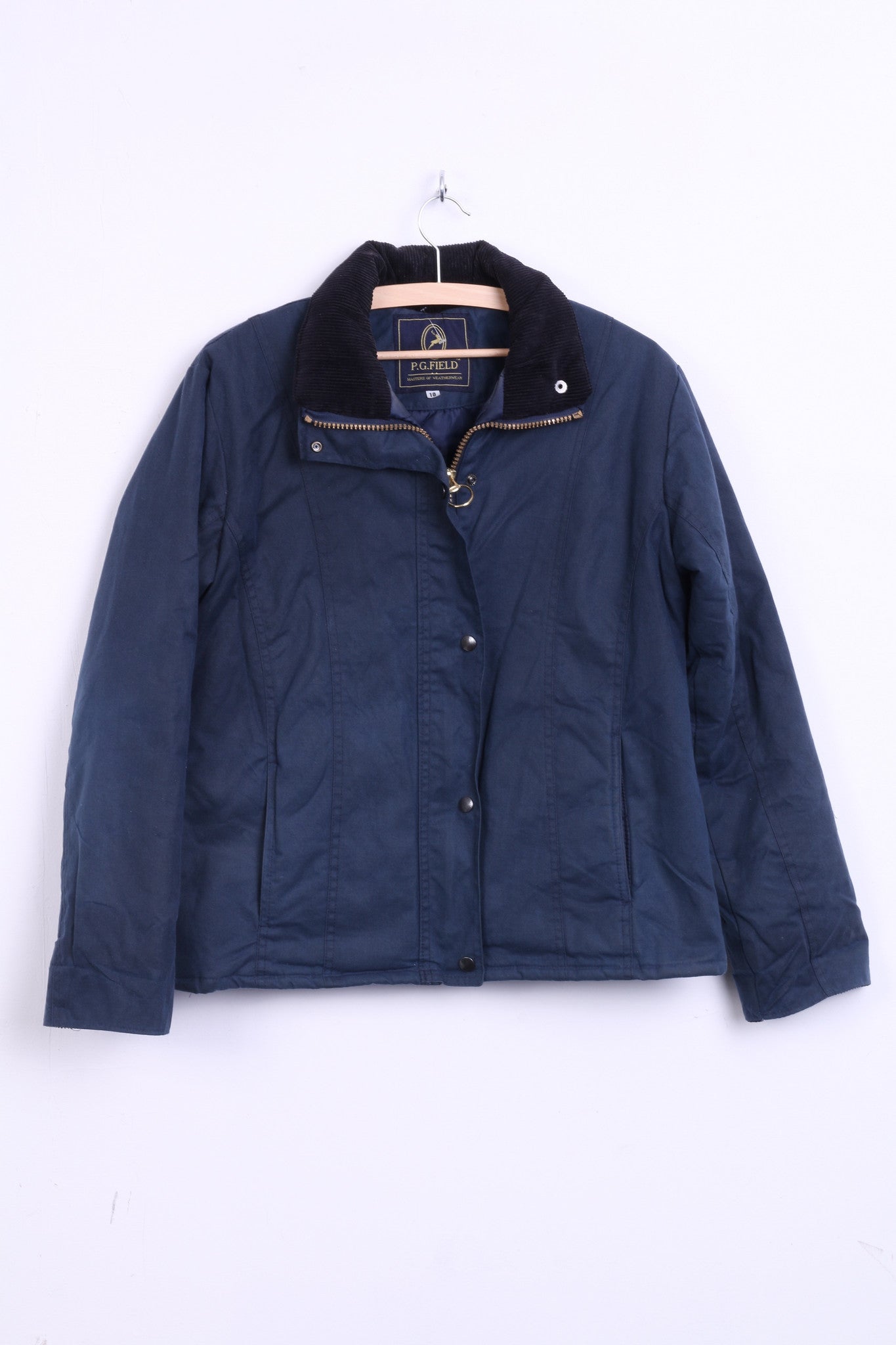 P.G. Field Womens 10 M Jacket Navy Harrington Jacket Cotton Padded - RetrospectClothes
