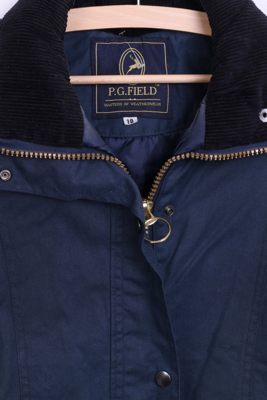 P.G. Field Womens 10 M Jacket Navy Harrington Jacket Cotton Padded - RetrospectClothes