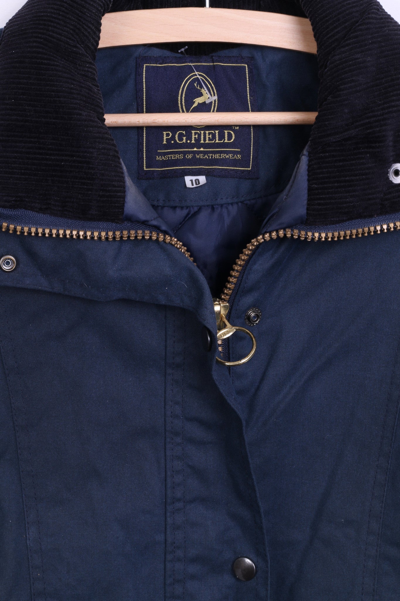 P.G. Field Womens 10 M Jacket Navy Harrington Jacket Cotton Padded - RetrospectClothes